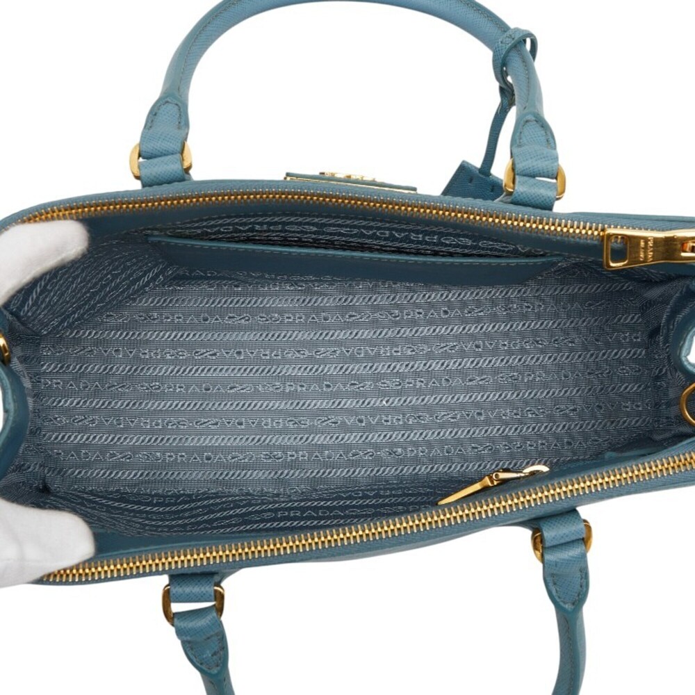 PRADA Blue Leather Saffiano Shoulder Bag - Picture 10 of 14